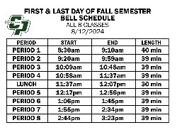 Bell Schedule Day One